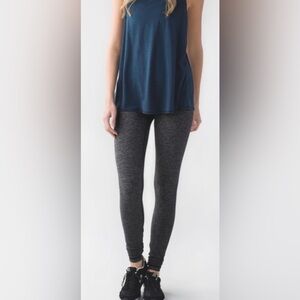 Lululemon Wunder Under Pant Herringbone Heathered Black Med Rise Sz 4 Inseam 31”